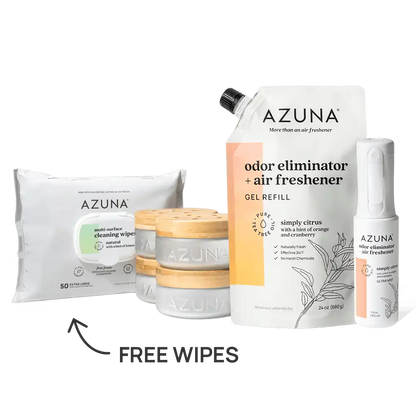 Luxe Glass Odor Eliminator 4 Room Starter Kit, Spray & Wipes (Welcome)